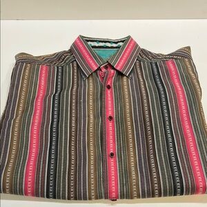 Robert Graham Red and Green Casual Button Down Shirt